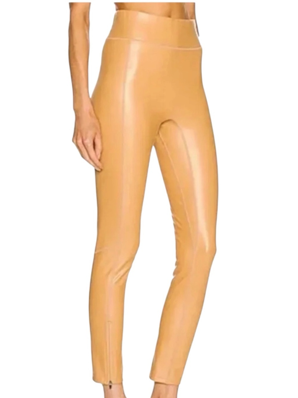 A.L.C. Emile Faux Vegan Leather Legging Pull On Pant Ankle Zip In Camel Size 0